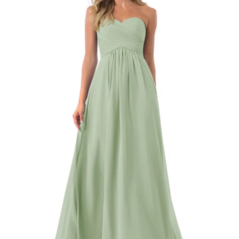 Azazie Yazmin Dress -A6- Dusty Sage, Size 6